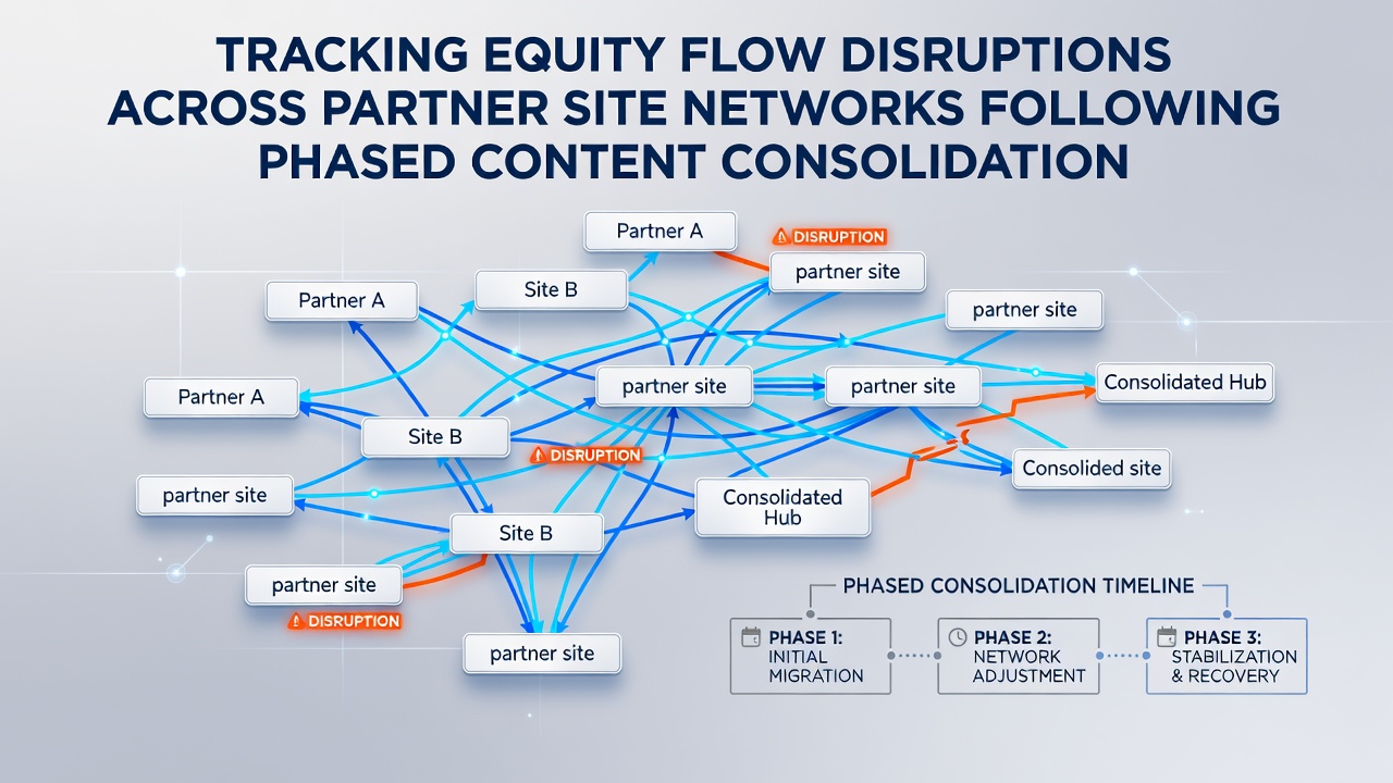 Analytics dashboard displaying equity distribution metrics across B2B partner sites post-consolidation